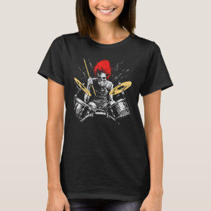 Camiseta Skeleton Drummer Cara Rock E Roll Banda Rock No Dr