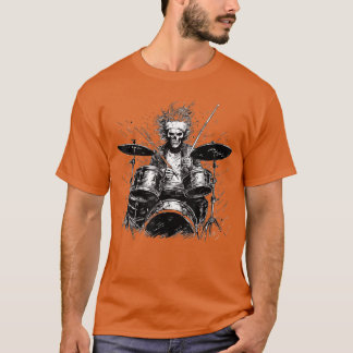 Camiseta Skeleton Drummer Guy Rock And Roll Rock On Drum Ki