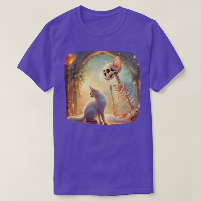 Camiseta Skeleton E Gatos Melhores Amigos Gatinhos Engraçad (Frente do Design)