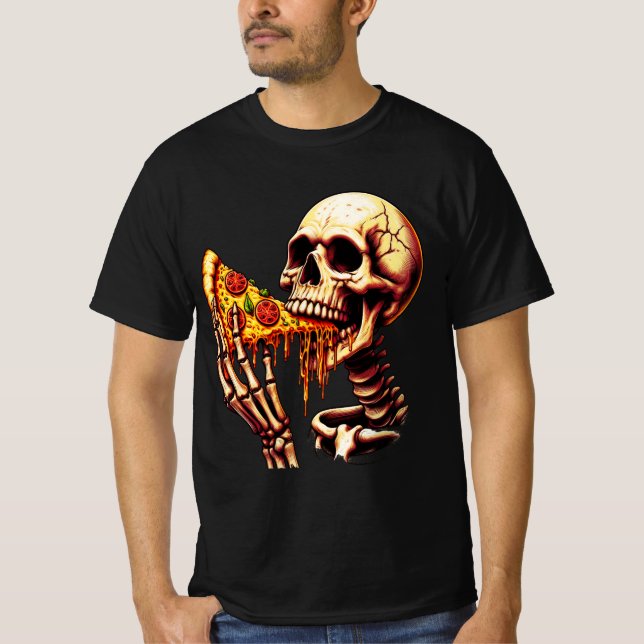 Camiseta Skeleton Eating Pizza  (Frente)