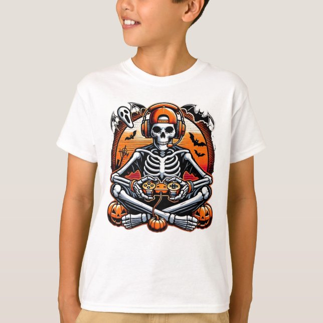 Camiseta Skeleton Engraçado Halloween - Faca do Jogo (Frente)