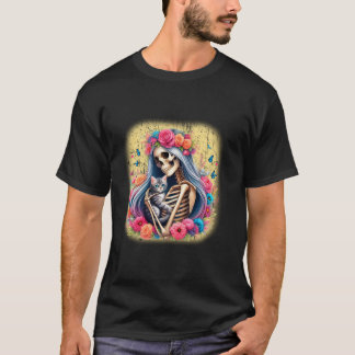 Camiseta Skeleton Feminino E Gatinhos Gatinhos Gafanhotos F