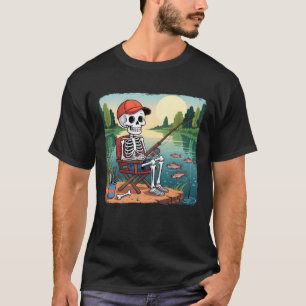 Camiseta Skeleton Fisheries By Lake Halloween Pescador Asca