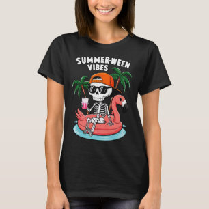Camiseta Skeleton Flamingo Summerbetween Vibes Halloween Bo