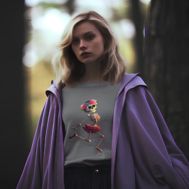 Camiseta Skeleton Floral Wreath Dançado (Criador carregado)