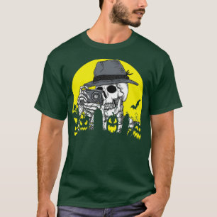 Camiseta Skeleton Fotografa Fumaça de Halloween Moo