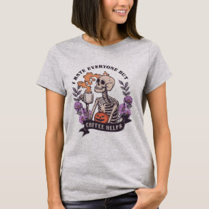 Camiseta Skeleton Funny Coffee Lover Halloween