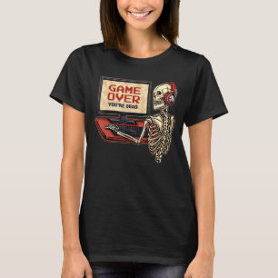 Camiseta Skeleton Gamer com Fones de ouvido Jogo sobre você