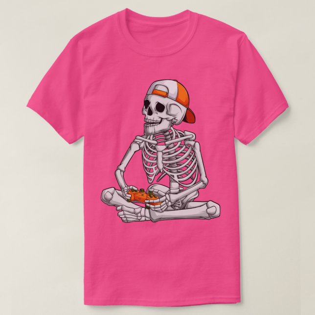 Camiseta Skeleton Gamer Video Game Boys Jogos Halloween Co (Frente do Design)