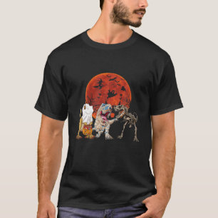 Camiseta Skeleton Ghost Mummy Dinosaur T Rex Halloween Kids