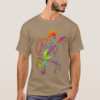 Camiseta Skeleton Graphic Playing Guitar Rock For Men Women