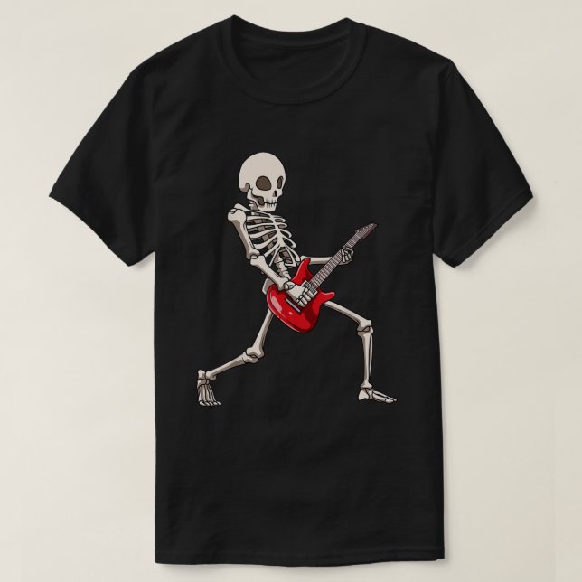 Camiseta Skeleton Guitar Jogadores Skeleton Tocando Violão (Frente do Design)