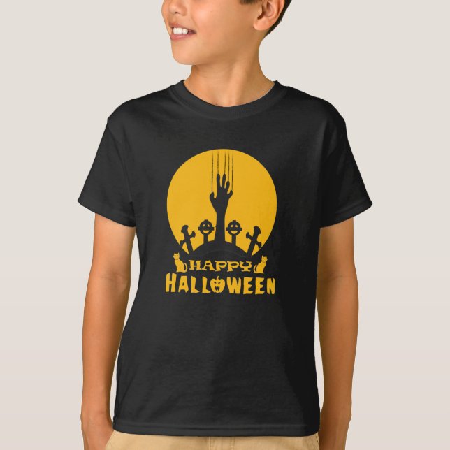 Camiseta Skeleton Halloween Graveyard (Frente)