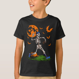 Camiseta Skeleton Halloween Men Boys Baseball Spooky