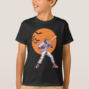 Camiseta Skeleton Halloween Men Meninos Baseball Halloween