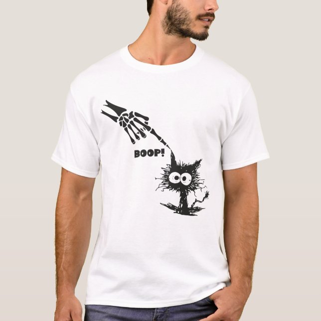 Camiseta Skeleton Hand Boop em um Dia de as Bruxas engraçad (Frente)