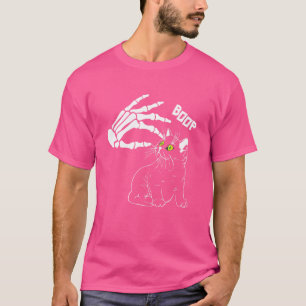 Camiseta Skeleton Hand Boop em um Gato Nose Halloween de Ga