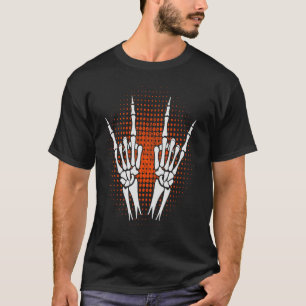 Camiseta Skeleton Hand Devil Horns Rock Gesture