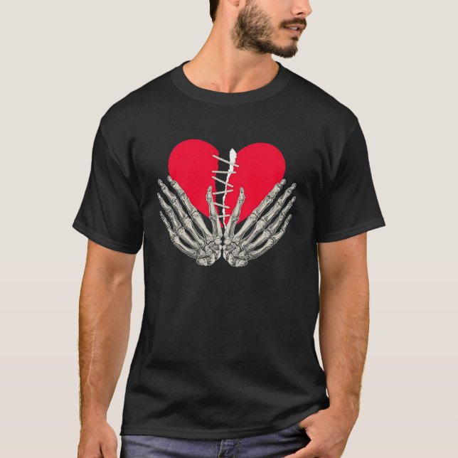 Camiseta Skeleton Hand Fixo Love Heart Retro Costume Men W (Frente)