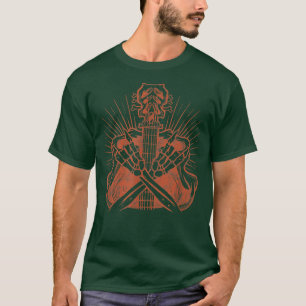 Camiseta Skeleton Hand Guitar Rock On Rock Star Par