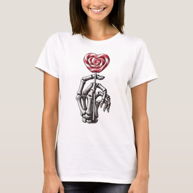 Camiseta Skeleton Hand Segurando Bosta (Frente)