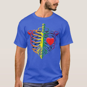 Camiseta Skeleton Heart Rainbow Orgulho gay LGBTQ LGBT Prid