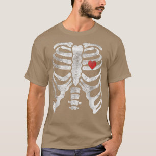 Camiseta Skeleton Heart Rib Cage X Ray Adulto Engraçado Hal