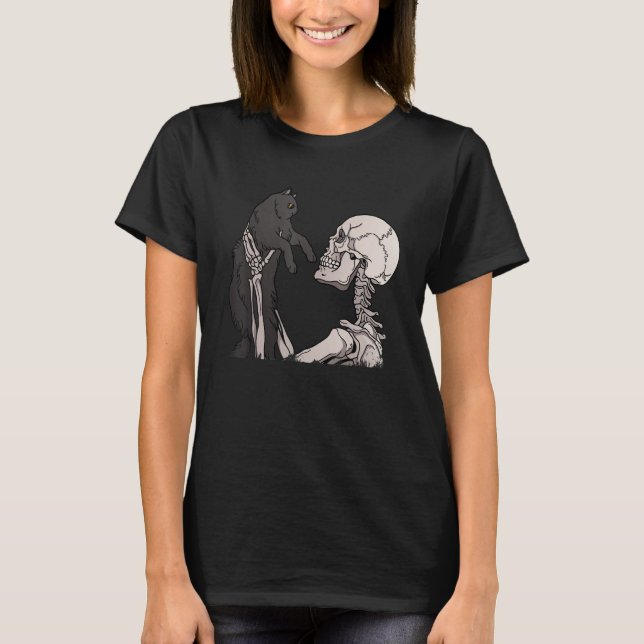 Camiseta Skeleton Holding A Cat  Skeleton & Cat  Cat Ideas  (Frente)
