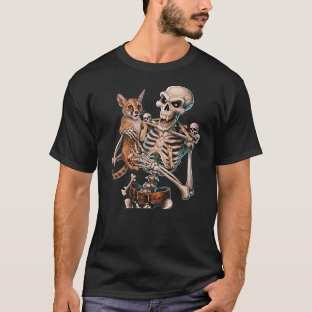 Camiseta Skeleton Holding A Cat Skull Kitty Halloween Men W (Frente)