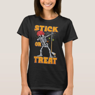 Camiseta Skeleton Ice Hockey Player Fumaça Halloween Boys