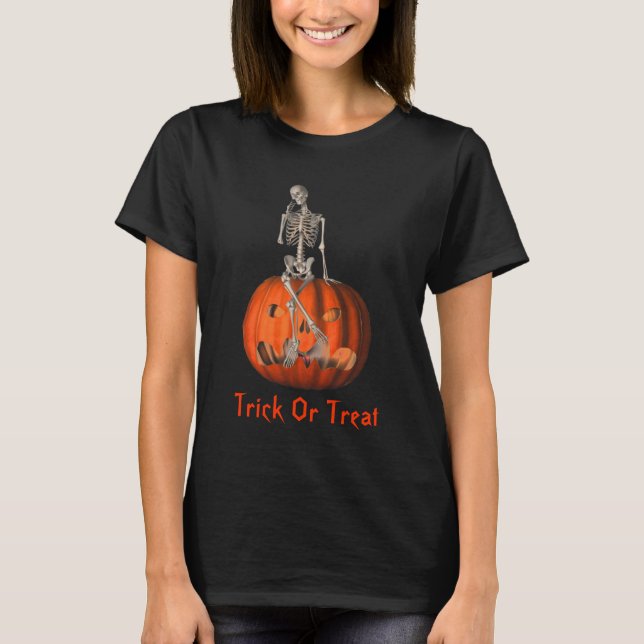 Camiseta Skeleton Jack O Lantern Halloween (Frente)