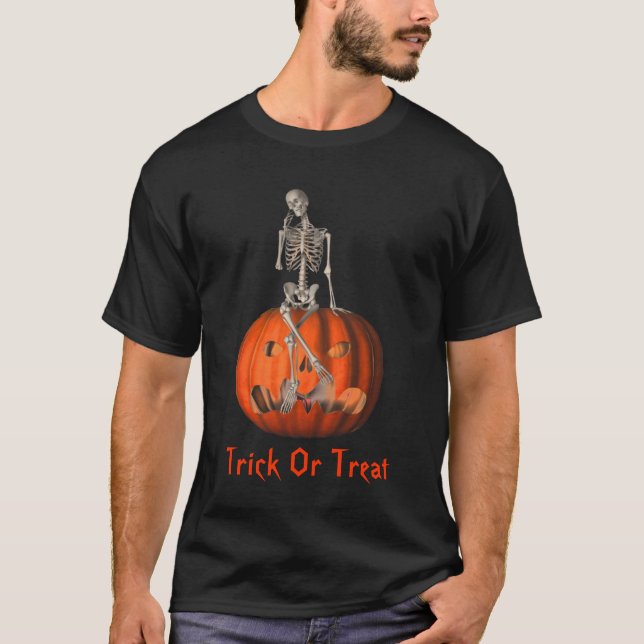Camiseta Skeleton Jack O Lantern Halloween (Frente)