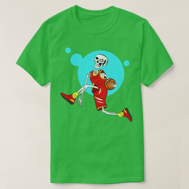 Camiseta Skeleton Jogando Basquete (Frente do Design)