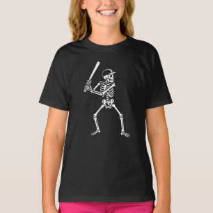 Camiseta Skeleton jogando beisebol