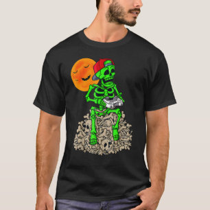 Camiseta Skeleton Jogando Em Ossos Gameboy Bomba De Caveira