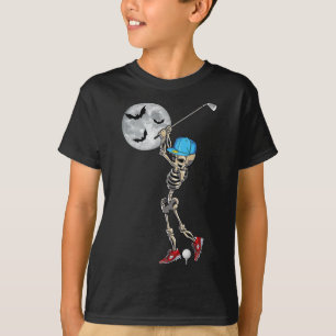Camiseta Skeleton jogando golfe feliz dia das bruxas