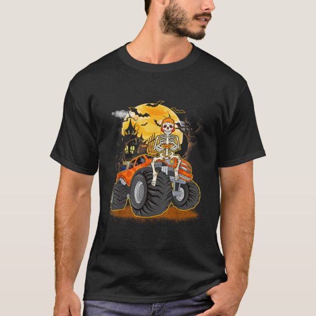 Camiseta Skeleton Jogando Jogo Engraçado Monstro Hallowee (Frente)