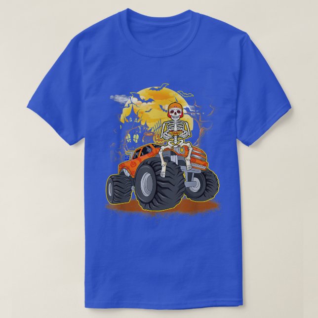 Camiseta Skeleton Jogando Monstro do Jogo Halloween Engraça (Frente do Design)