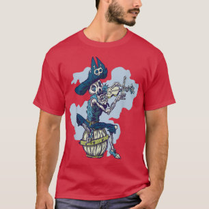 Camiseta Skeleton Jogando Violino Pirata Instrumento Musica