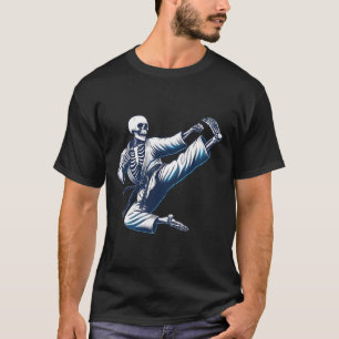 Camiseta Skeleton Karate Kick Artes Marciais Kickboxing Mma