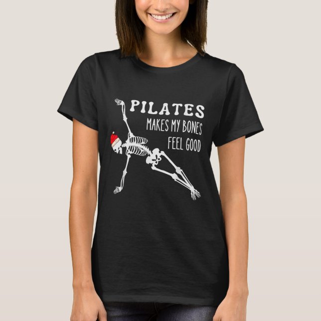 Camiseta Skeleton Lates Makes My Bones Feel Good Meditation (Frente)