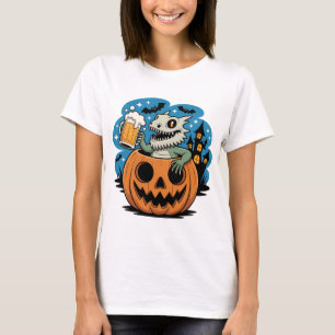 Camiseta Skeleton Lizard em Pumpkin com Beer Mug