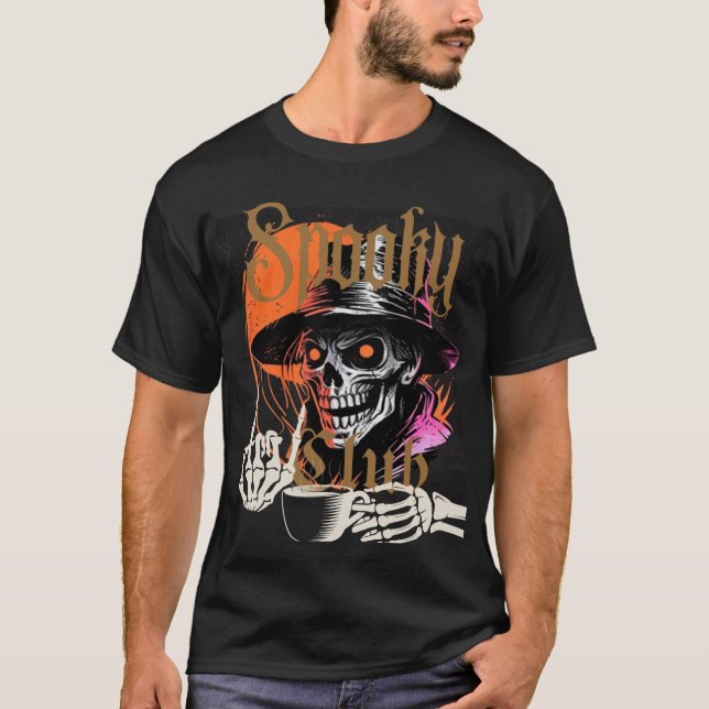Camiseta Skeleton Man Enjoying Coffee (Frente)