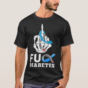 Camiseta Skeleton Mão Diabetes Azul Fita Sensibilização M