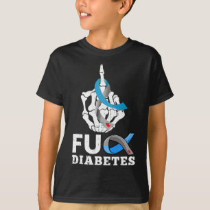 Camiseta Skeleton Mão Diabetes Azul Fita Sensibilização M