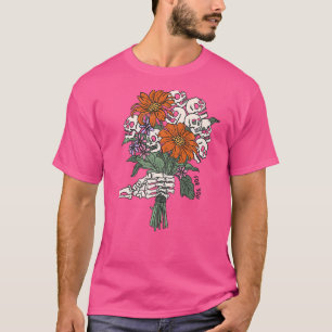 Camiseta Skeleton Mão Floral Figurume Hallowee