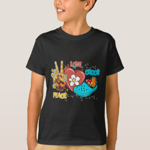 Camiseta Skeleton Mão Paz Família Love Crocs Xmas Pajama
