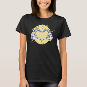 Camiseta Skeleton Mãos Sinais de Coração Retro Figurino de