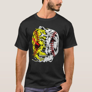 Camiseta Skeleton masculino do jogador de beisebol Hallowee