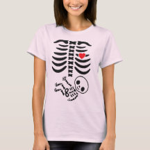 Skeleton Maternity Halloween TShirt Engraçada